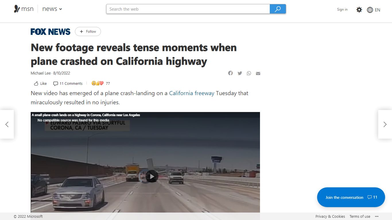 New footage reveals tense moments when plane crashed on California highway